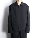 black poly rayon stretch minimal zip-up jacket