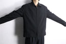 black poly rayon stretch minimal zip-up jacket