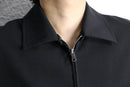 black poly rayon stretch minimal zip-up jacket