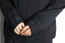 black poly rayon stretch minimal zip-up jacket