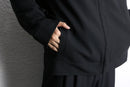 black poly rayon stretch minimal zip-up jacket