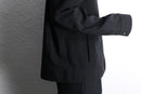 black poly rayon stretch minimal zip-up jacket