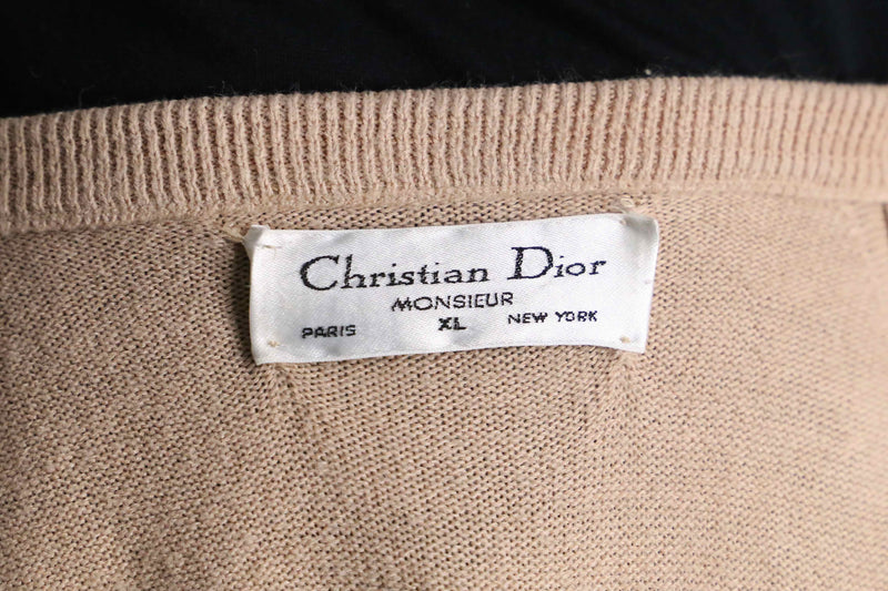 “Christian Dior”beige V-neck knit sweater