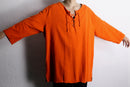 "KING SIZE" vivid orange lace-up oversized pullover