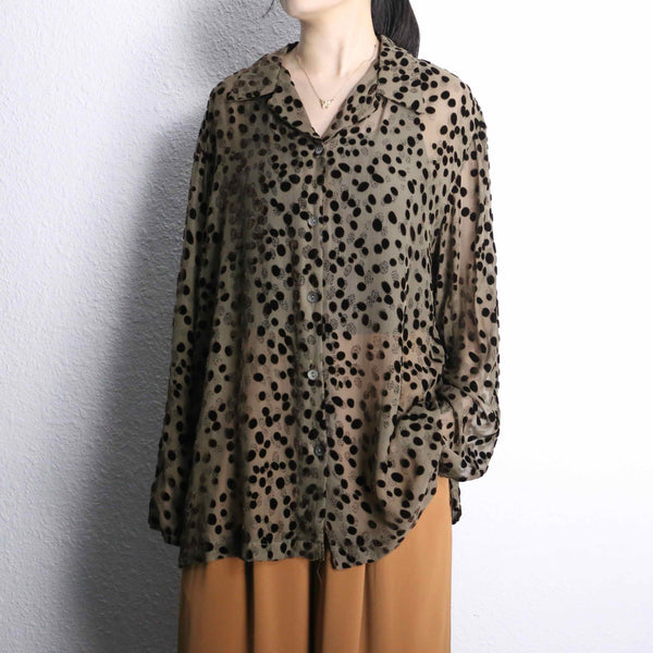 leopard pattern rayon sheer shirt