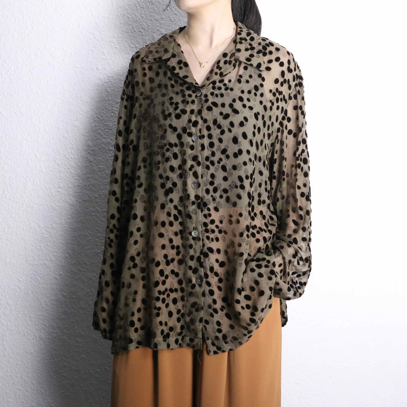 leopard pattern rayon sheer shirt