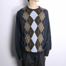 “DOCKERS” argyle check acryl knit