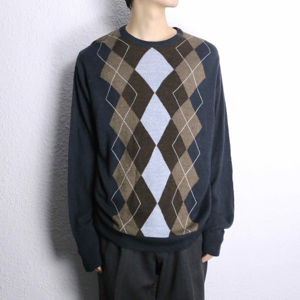 “DOCKERS” argyle check acryl knit