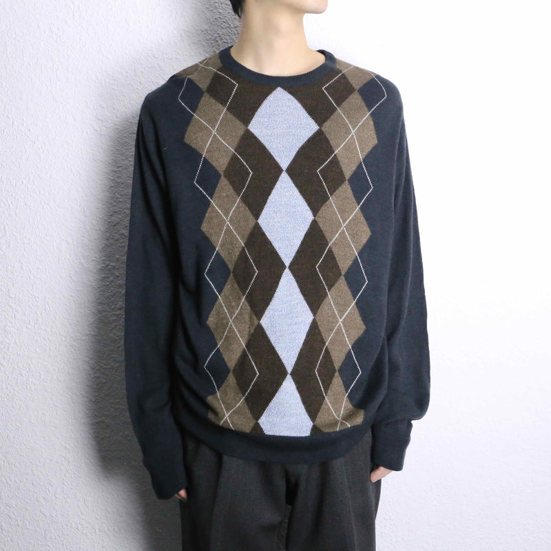 “DOCKERS” argyle check acryl knit