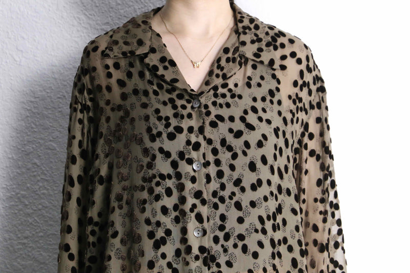 leopard pattern rayon sheer shirt