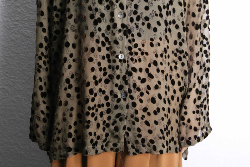 leopard pattern rayon sheer shirt