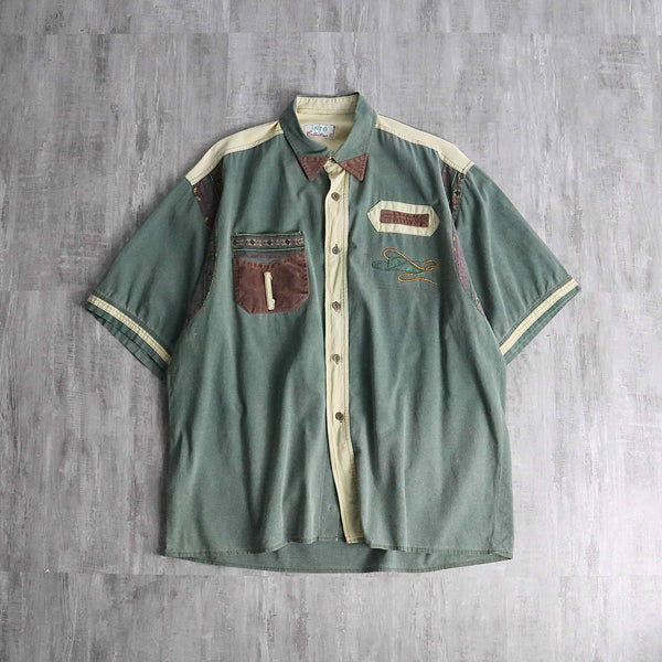 ethnic embroidery earth color s/s shirt