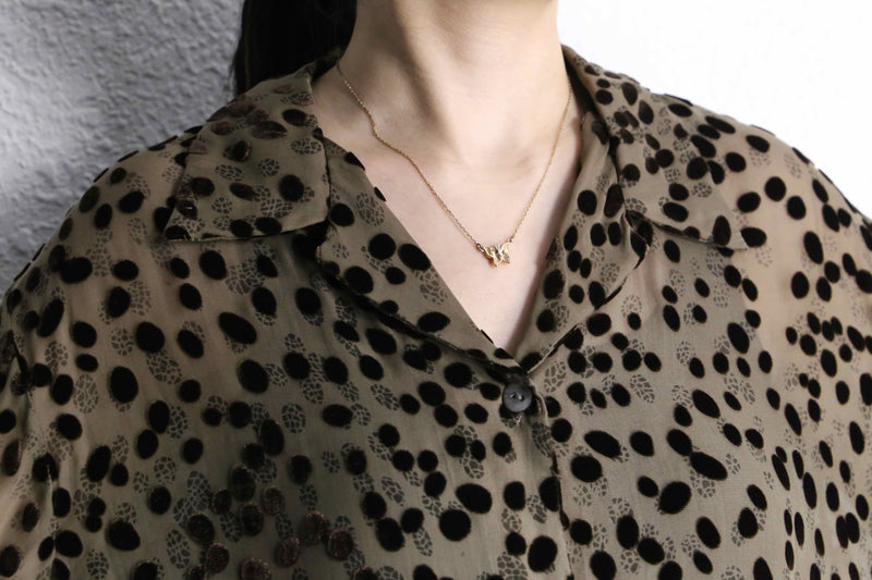 leopard pattern rayon sheer shirt