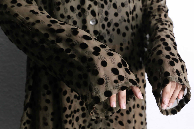 leopard pattern rayon sheer shirt
