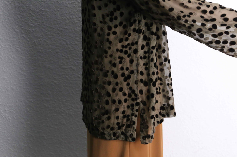 leopard pattern rayon sheer shirt