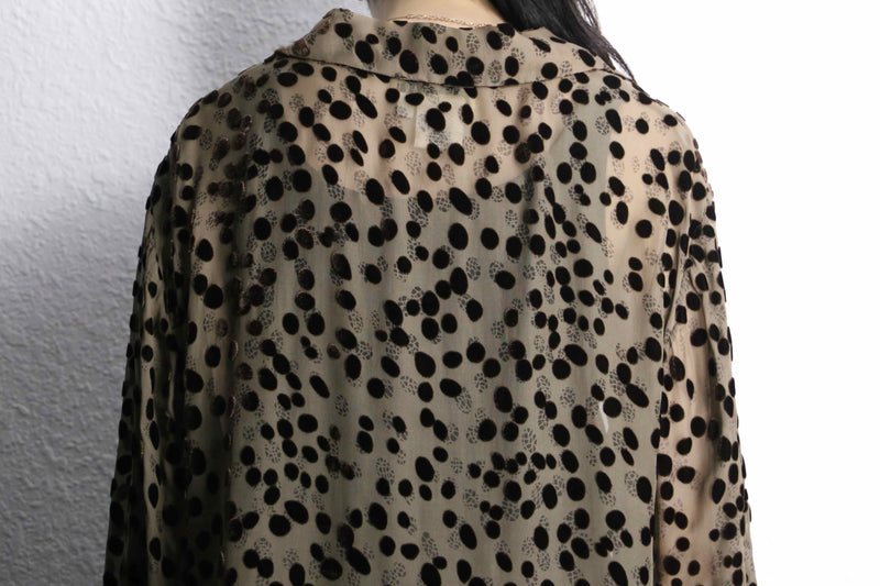 leopard pattern rayon sheer shirt
