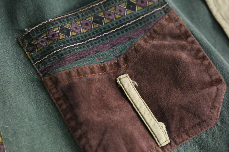 ethnic embroidery earth color s/s shirt