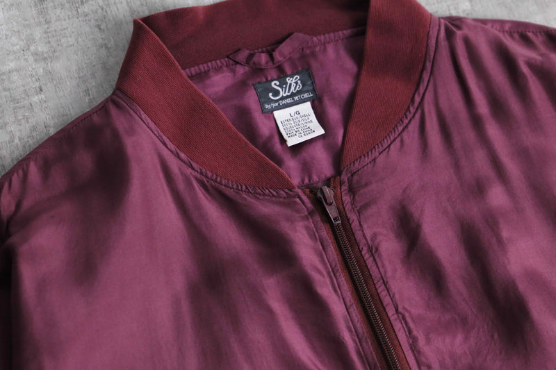 red purple color silk blouson