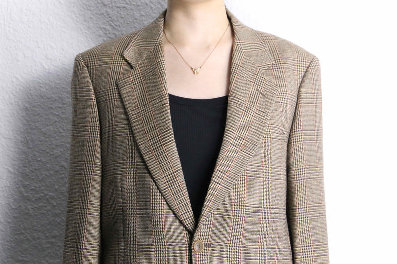 check pattern wool tailored jacket Made in Italy