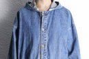 wash denim middle length hoodie