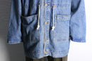 wash denim middle length hoodie