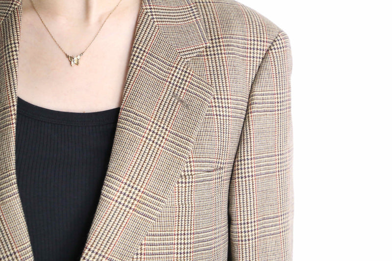 check pattern wool tailored jacket Made in Italy
