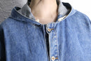 wash denim middle length hoodie