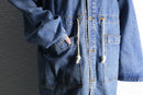 wash denim middle length hoodie