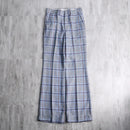 70's houndtooth combi check poly flare pants