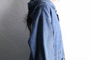 wash denim middle length hoodie