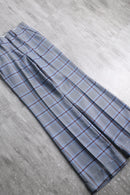 70's houndtooth combi check poly flare pants