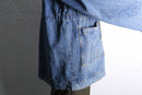 wash denim middle length hoodie
