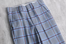 70's houndtooth combi check poly flare pants