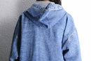 wash denim middle length hoodie