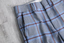 70's houndtooth combi check poly flare pants