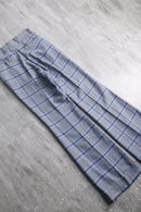 70's houndtooth combi check poly flare pants