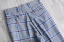 70's houndtooth combi check poly flare pants