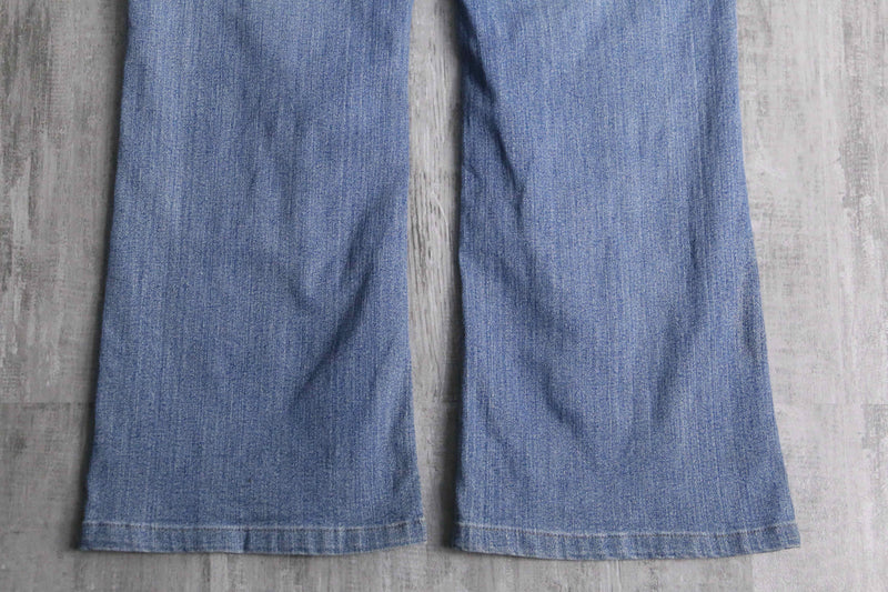 flower patchwork design flare denim