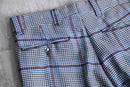 70's houndtooth combi check poly flare pants