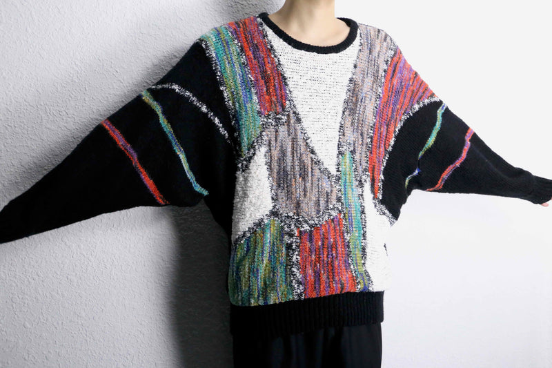 colorful switch dolman sleeve knit