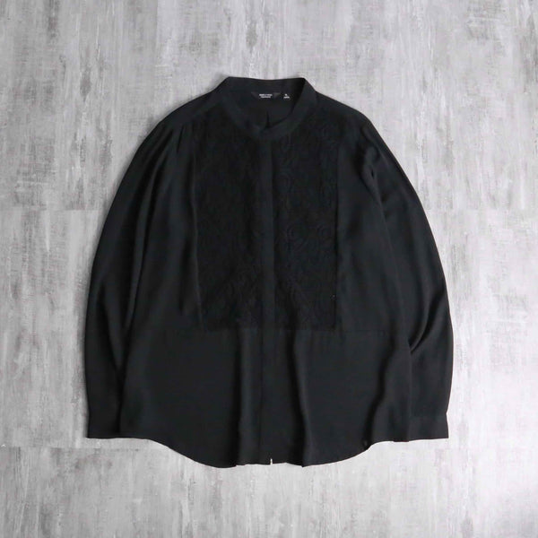 front lace design no collar shirt