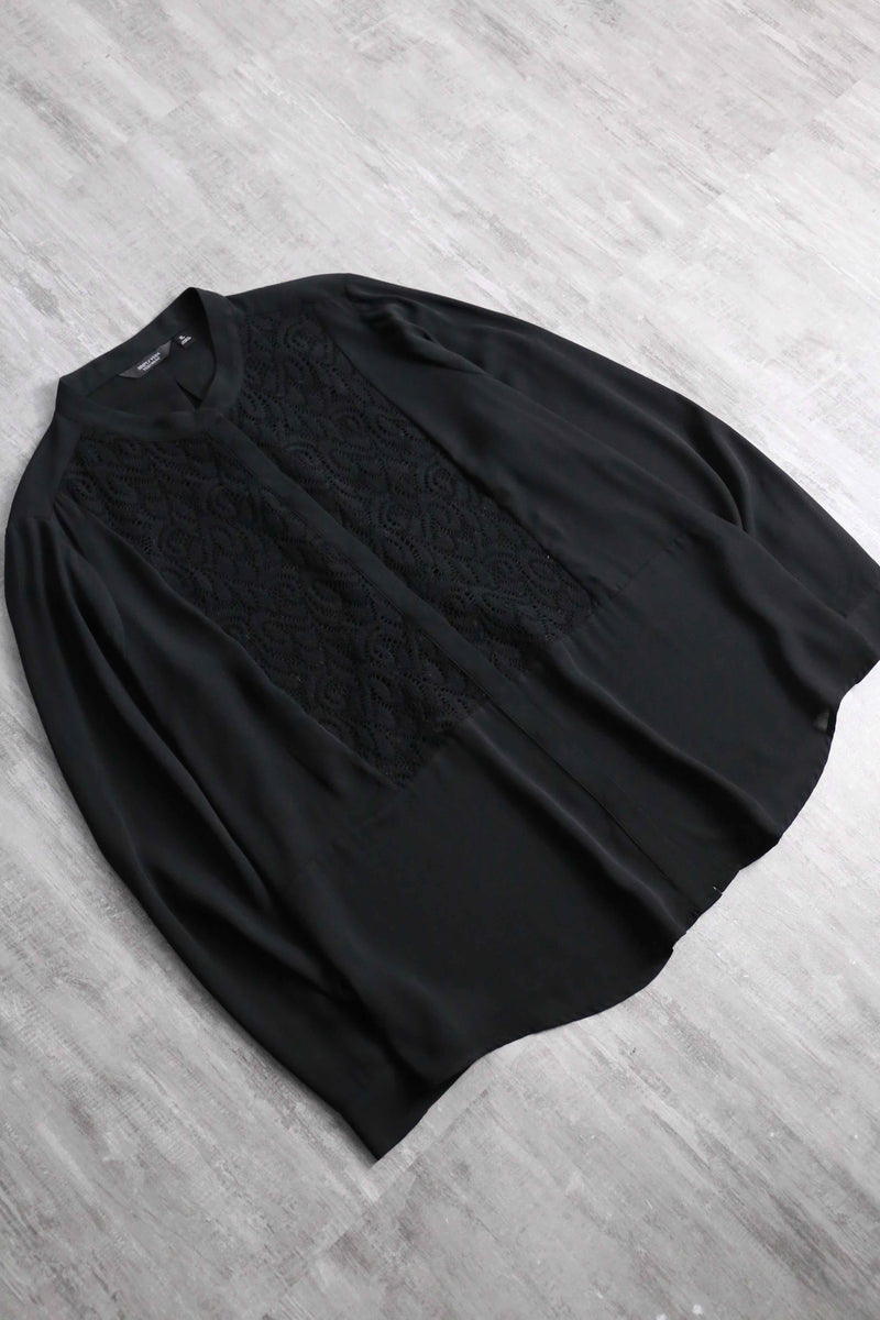 front lace design no collar shirt
