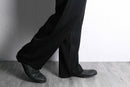 black wide easy poly trousers