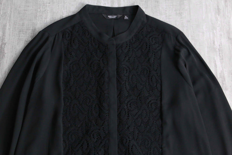 front lace design no collar shirt