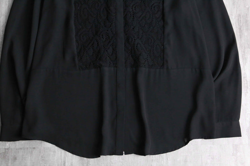 front lace design no collar shirt