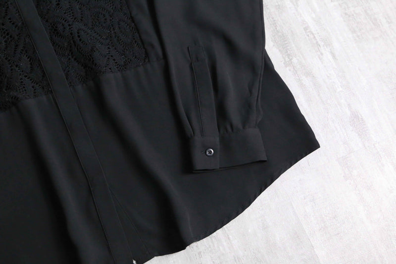 front lace design no collar shirt