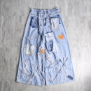 'Remake' patchwork design wide denim  pants