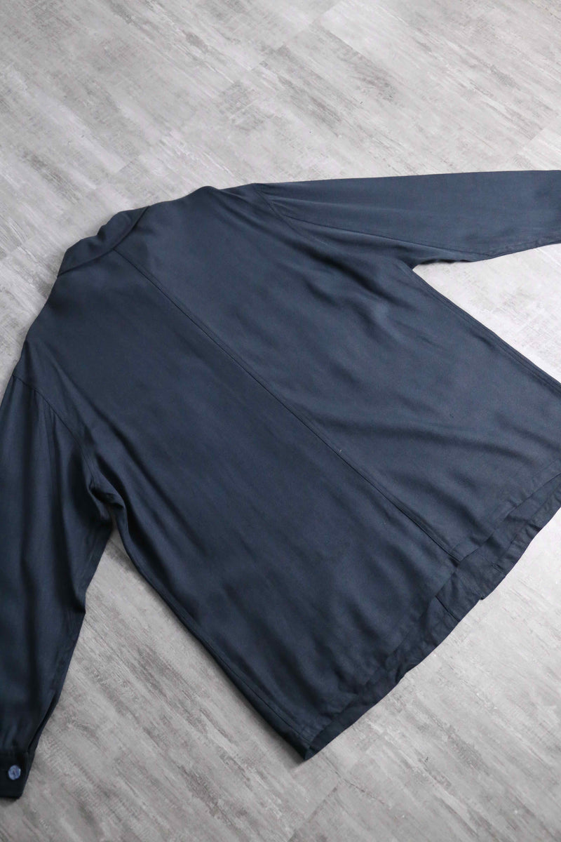 dark blue 4p design silk shirt jacket