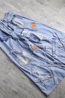 'Remake' patchwork design wide denim  pants