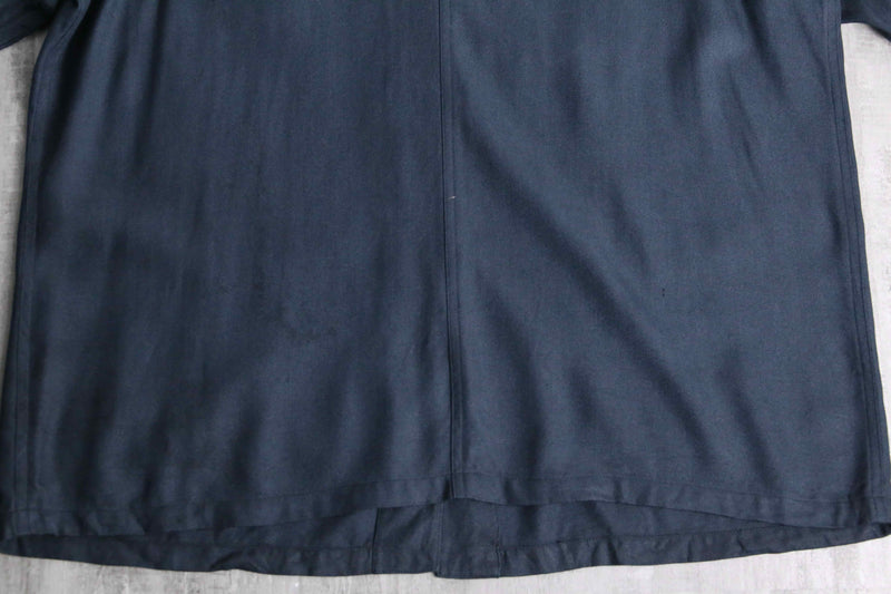 dark blue 4p design silk shirt jacket